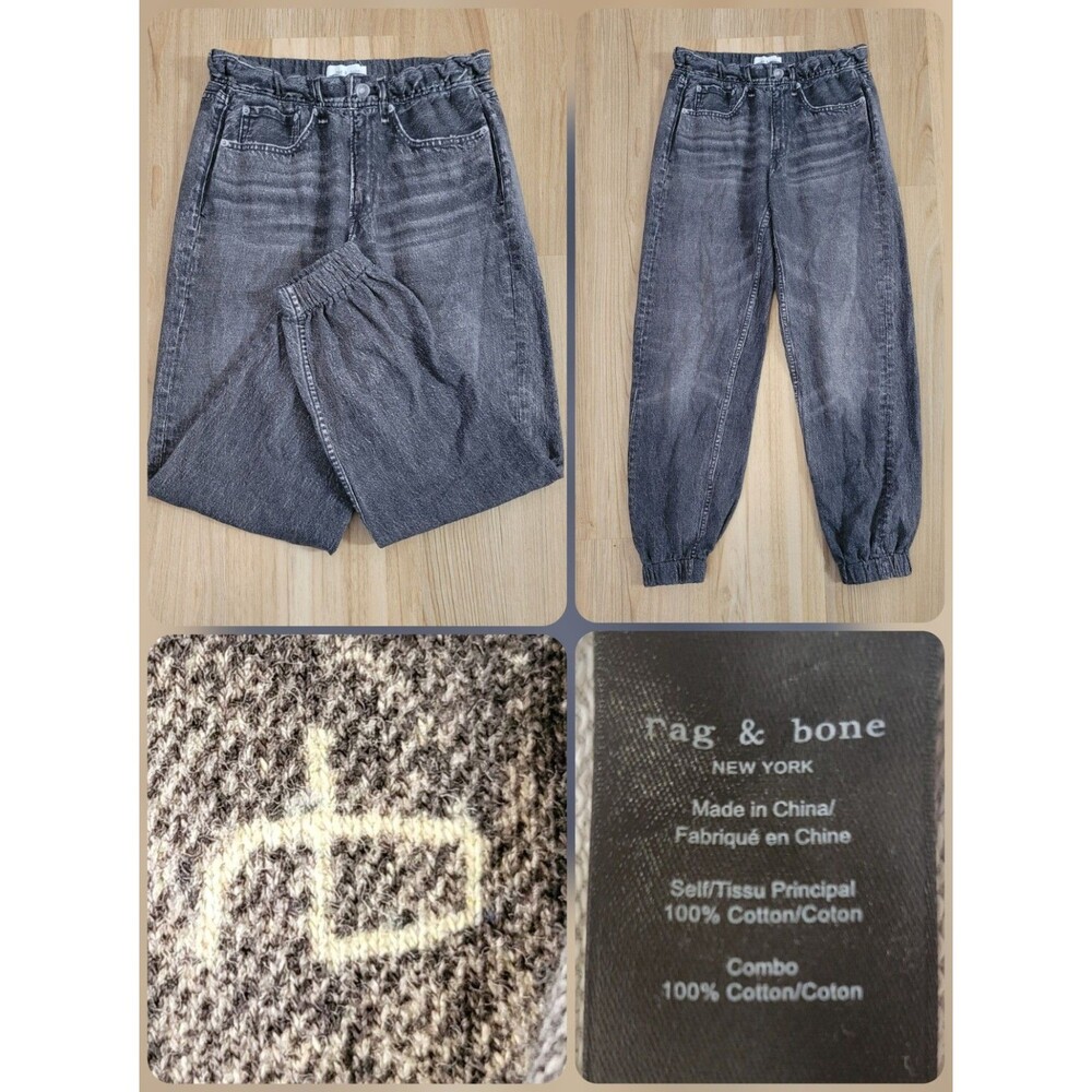Rag & Bone Miramar Jogger Pants Womens Small Terry Cotton Denim Black Light Wash